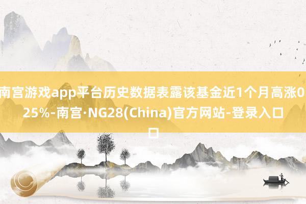 南宫游戏app平台历史数据表露该基金近1个月高涨0.25%-南宫·NG28(China)官方网站-登录入口