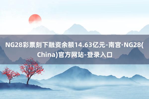 NG28彩票刻下融资余额14.63亿元-南宫·NG28(China)官方网站-登录入口