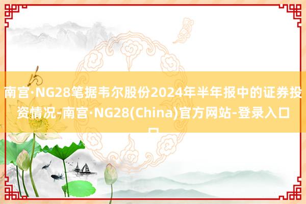 南宫·NG28笔据韦尔股份2024年半年报中的证券投资情况-南宫·NG28(China)官方网站-登录入口